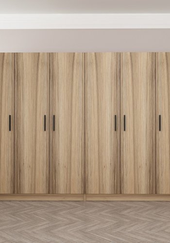 FUNZI LIVING 7631 garderobeskab, 6 lger, 2 bjlestnger, 4 skuffer - natur melamin