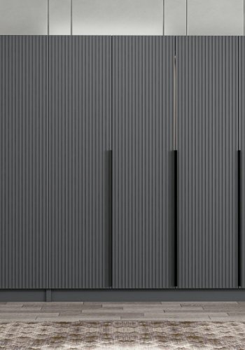 FUNZI LIVING Plus 7776 garderobeskab, 6 lger, 3 bjlestnger, 2 skuffer, hylder - antracit melamin