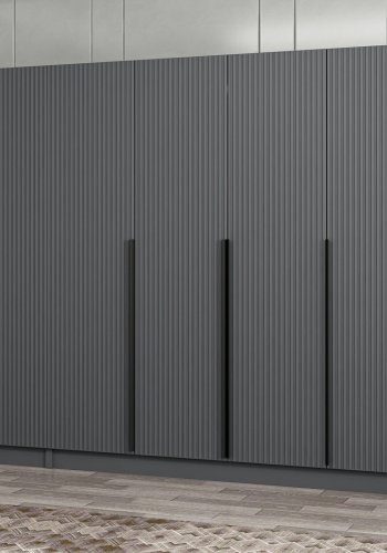 FUNZI LIVING Plus 7776 garderobeskab, 6 lger, 3 bjlestnger, 2 skuffer, hylder - antracit melamin