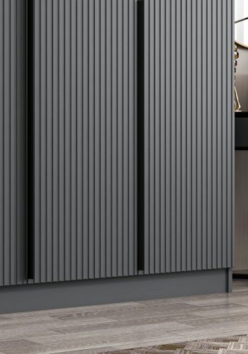 FUNZI LIVING Plus 7776 garderobeskab, 6 lger, 3 bjlestnger, 2 skuffer, hylder - antracit melamin