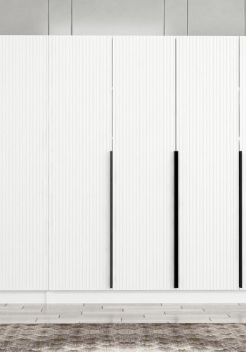 FUNZI LIVING Plus 7786 garderobeskab, 6 lger, 3 bjlestnger, 2 skuffer, hylder - hvid melamin