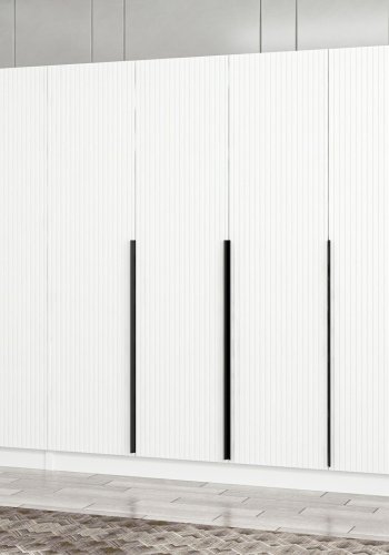 FUNZI LIVING Plus 7786 garderobeskab, 6 lger, 3 bjlestnger, 2 skuffer, hylder - hvid melamin