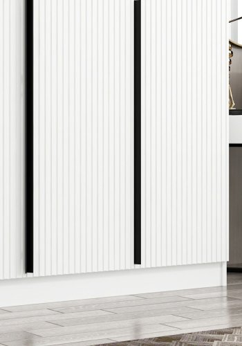 FUNZI LIVING Plus 7786 garderobeskab, 6 lger, 3 bjlestnger, 2 skuffer, hylder - hvid melamin