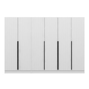 FUNZI LIVING Plus 7786 garderobeskab, 6 lger, 3 bjlestnger, 2 skuffer, hylder - hvid melamin