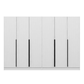 FUNZI LIVING Plus 7787 garderobeskab, 6 lger, 2 bjlestnger, 4 skuffer, hylder - hvid melamin