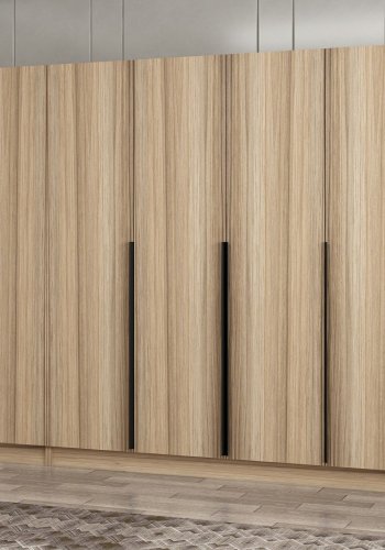 FUNZI LIVING Plus 7796 garderobeskab, 6 lger, 3 bjlestnger, 2 skuffer, hylder - natur melamin