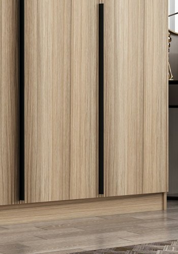 FUNZI LIVING Plus 7796 garderobeskab, 6 lger, 3 bjlestnger, 2 skuffer, hylder - natur melamin