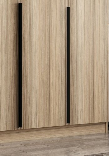 FUNZI LIVING Plus 7797 garderobeskab, 6 lger, 2 bjlestnger, 4 skuffer, hylder - natur melamin