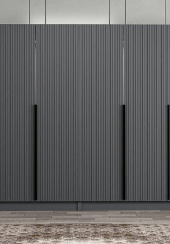 FUNZI LIVING Plus 7777 garderobeskab, 6 lger, 2 bjlestnger, 4 skuffer, hylder - antracit melamin