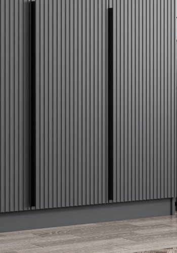 FUNZI LIVING Plus 7777 garderobeskab, 6 lger, 2 bjlestnger, 4 skuffer, hylder - antracit melamin