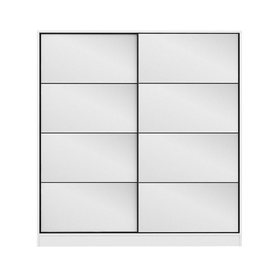 FUNZI LIVING 3965 garderobeskab, spejl, 2 skydelger, 2 bjlestnger, 2 skuffer - hvid melamin