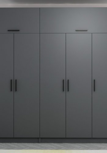 FUNZI LIVING 5265 garderobeskab, 7 lger, 3 bjlestnger, 2 skuffer, hylder - antracitgr melamin