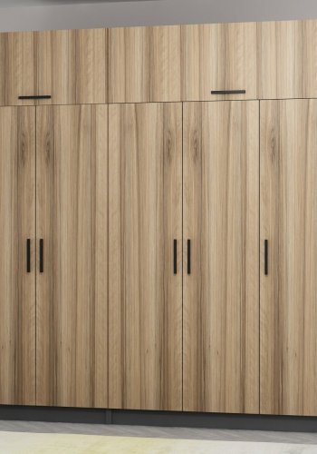 FUNZI LIVING 5201 garderobeskab, 7 lger, 3 bjlestnger, 2 skuffer, hylder - antracit/natur melamin