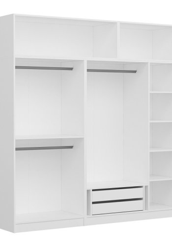 FUNZI LIVING 5238 garderobeskab, 7 lger, 3 bjlestnger, 2 skuffer, hylder - antracit/hvid melamin