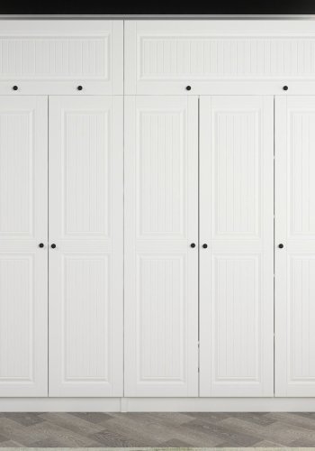 FUNZI LIVING 5228 garderobeskab, 7 lger, 3 bjlestnger, 2 skuffer, hylder - hvid melamin