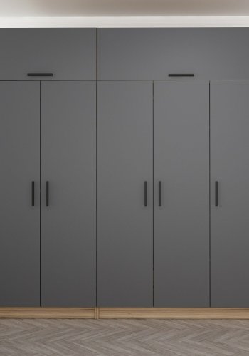 FUNZI LIVING 7719 garderobeskab, 7 lger, 3 bjlestnger, 2 skuffer, hylder - antracit/natur melamin