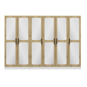 FUNZI LIVING 2716 garderobeskab, spejl, 6 lger, 3 bjlestnger, 2 skuffer - hvid/natur melamin