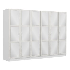 FUNZI LIVING Kalesland 2462 garderobeskab, spejl, 6 lger, 3 bjlestnger, 2 skuffer - hvid melamin