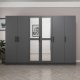 FUNZI LIVING 5091 garderobeskab, spejl, 6 lger, 3 bjlestnger, 2 skuffer - antracitgr melamin