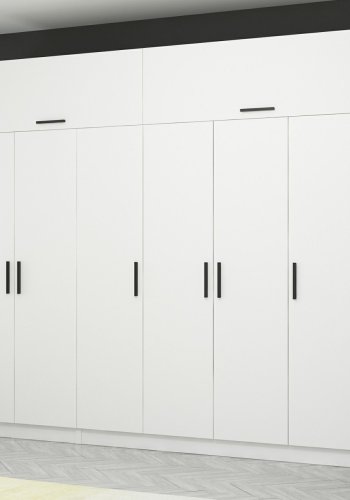 FUNZI LIVING 3931 garderobeskab, m. 8 lger, 3 bjlestnger, 2 skuffer, hylder - hvid melamin