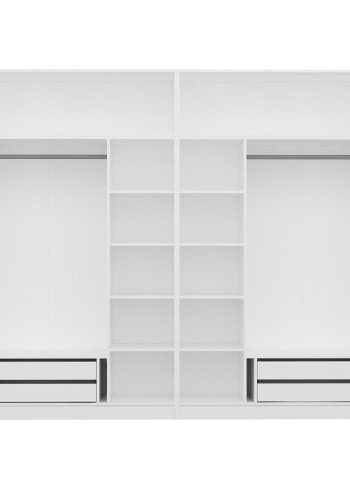 FUNZI LIVING 3932 garderobeskab, m. 8 lger, 2 bjlestnger, 4 skuffer, hylder - hvid melamin