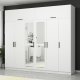 FUNZI LIVING 3945 garderobeskab, spejl, 8 lger, 2 bjlestnger, 4 skuffer, hylder - hvid melamin
