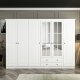 FUNZI LIVING 4783 garderobeskab, spejl, 6 lger, 3 bjlestnger, 2 skuffer, hylder - hvid melamin