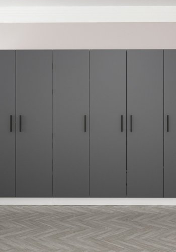 FUNZI LIVING 3925 garderobeskab, 6 lger, 3 bjlestnger, 2 skuffer, hylder - antracit/hvid melamin