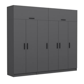 FUNZI LIVING 5175 garderobeskab, 8 lger, 3 bjlestnger, 2 skuffer, hylder - antracitgr melamin