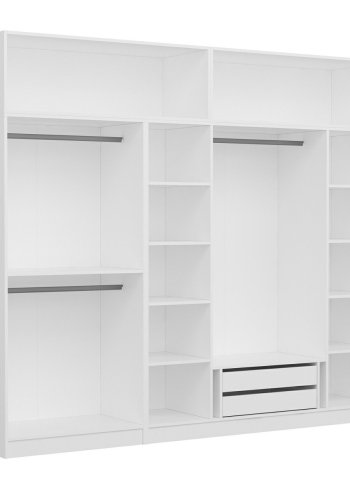 FUNZI LIVING 5148 garderobeskab, 8 lger, 3 bjlestnger, 2 skuffer, hylder - antracit/hvid melamin