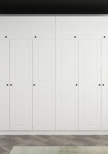 FUNZI LIVING 5139 garderobeskab, 8 lger, 2 bjlestnger, 4 skuffer, hylder - hvid melamin