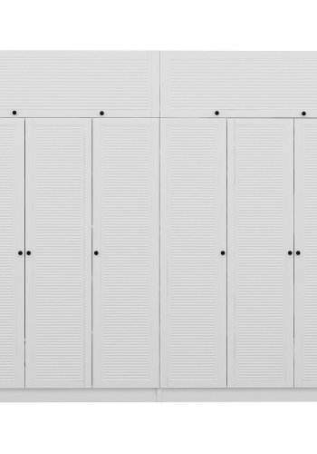 FUNZI LIVING 8434 garderobeskab, 8 lger, 2 bjlestnger, 4 skuffer, hylder - hvid melamin