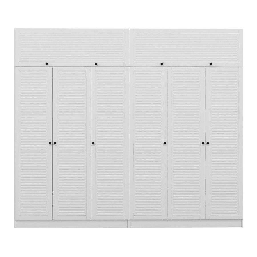 FUNZI LIVING 8434 garderobeskab, 8 lger, 2 bjlestnger, 4 skuffer, hylder - hvid melamin