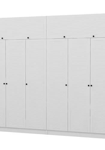 FUNZI LIVING 8434 garderobeskab, 8 lger, 2 bjlestnger, 4 skuffer, hylder - hvid melamin