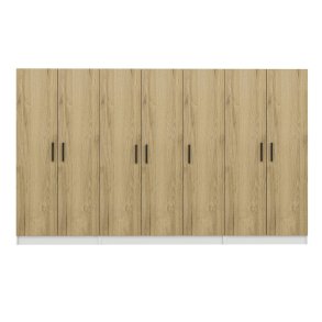 FUNZI LIVING 2705 garderobeskab, 7 lger, 5 bjlestnger, 2 skuffer, hylder - valnddefarvet melamin