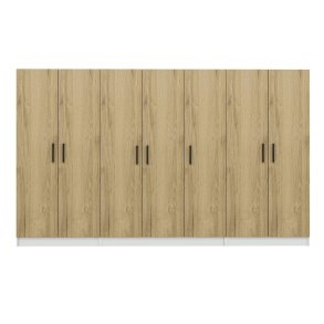 FUNZI LIVING 3862 garderobeskab, 7 lger, 5 bjlestnger, 2 skuffer, hylder - valnddefarvet melamin