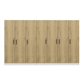 FUNZI LIVING 2706 garderobeskab, 7 lger, 2 bjlestnger, 4 skuffer, hylder - valnddefarvet melamin