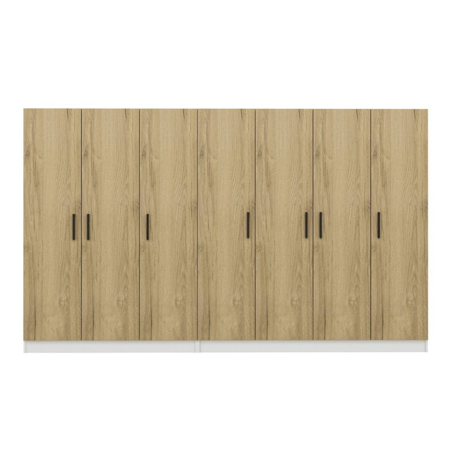 FUNZI LIVING 2706 garderobeskab, 7 lger, 2 bjlestnger, 4 skuffer, hylder - valnddefarvet melamin