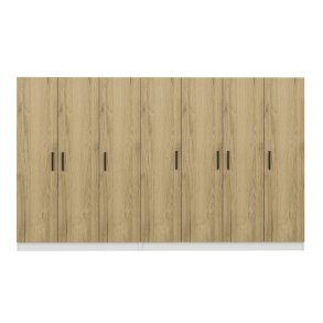 FUNZI LIVING 3863 garderobeskab, 7 lger, 2 bjlestnger, 4 skuffer, hylder - valnddefarvet melamin