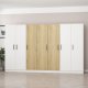 FUNZI LIVING 3959 garderobeskab, 7 lger, 2 bjlestnger, 4 skuffer, hylder - hvid/valnd melamin