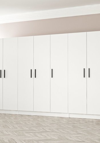 FUNZI LIVING 2219 garderobeskab, 7 lger, 5 bjlestnger, 2 skuffer, hylder - hvid melamin