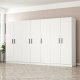 FUNZI LIVING 3808 garderobeskab, 7 lger, 5 bjlestnger, 2 skuffer, hylder - hvid melamin
