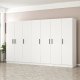 FUNZI LIVING 3809 garderobeskab, 7 lger, 2 bjlestnger, 4 skuffer, hylder - hvid melamin