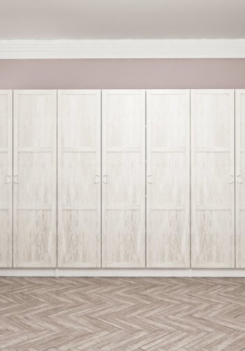 FUNZI LIVING Kalesland 3835 garderobeskab, 7 lger, 5 bjlestnger, 2 skuffer, hylder - hvid melamin