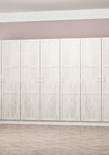 FUNZI LIVING Kalesland 3835 garderobeskab, 7 lger, 5 bjlestnger, 2 skuffer, hylder - hvid melamin