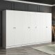 FUNZI LIVING Mebran 4776 garderobeskab, m. 7 lger, 5 bjlestnger, 2 skuffer, hylder - hvid melamin