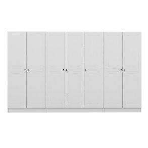 FUNZI LIVING Mebran 4776 garderobeskab, m. 7 lger, 5 bjlestnger, 2 skuffer, hylder - hvid melamin