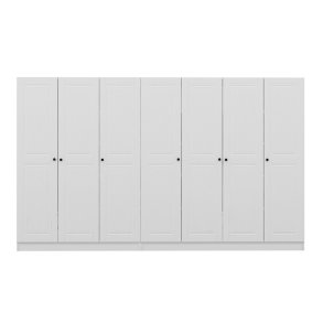 FUNZI LIVING Mebran 4013 garderobeskab, m. 7 lger, 2 bjlestnger, 4 skuffer, hylder - hvid melamin