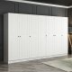 FUNZI LIVING Mebran 4777 garderobeskab, m. 7 lger, 2 bjlestnger, 4 skuffer, hylder - hvid melamin