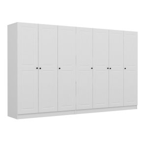 FUNZI LIVING Mebran 4777 garderobeskab, m. 7 lger, 2 bjlestnger, 4 skuffer, hylder - hvid melamin